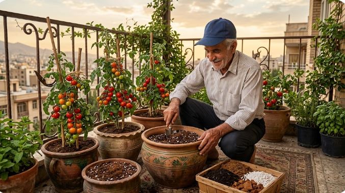 آموزش کاشت گوجه گیلاسی در گلدان
