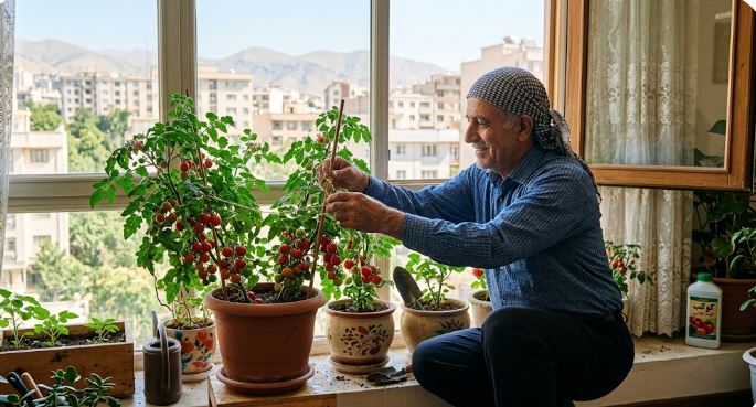 روش کاشت گوجه گیلاسی در گلدان
