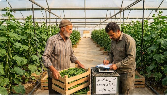 میزان تولید خیار گلخانه ای در 1000 متر کرانه نیلگون افق