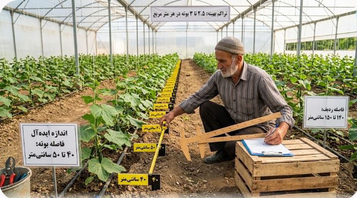 میزان تولید خیار گلخانه ای در 1000 متر چقدر است؟