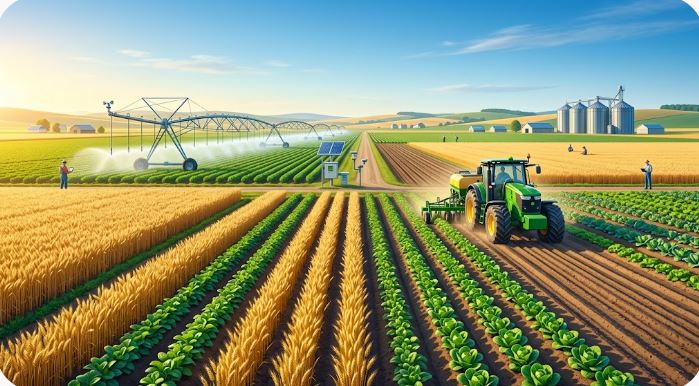 مزارع بهره ور کرانه نیلگون افق
